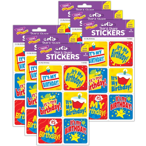Trend Its My Birthday Tear & Share Stickers, 180PK T47402 - main